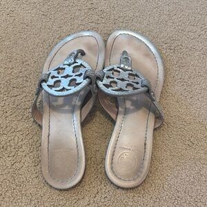 Tory Burch Metallic Silver Sandals